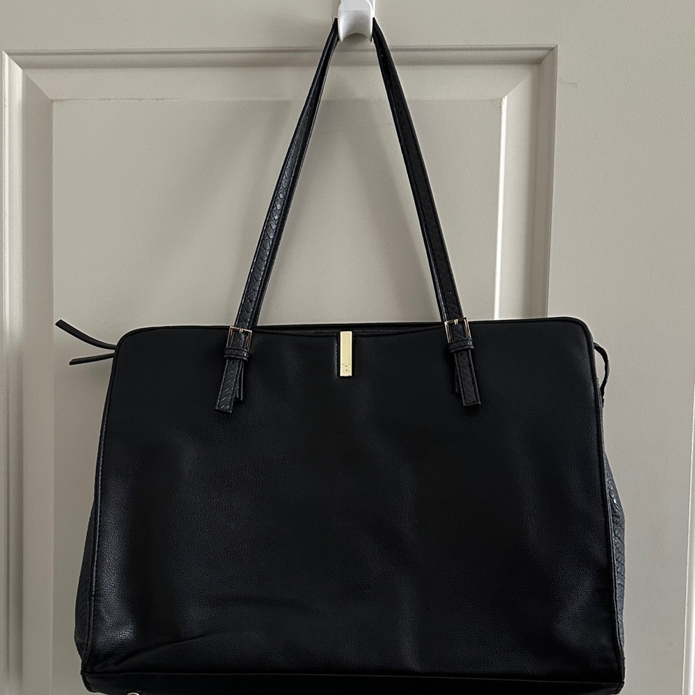 Sleek Black Leather lap top Bag